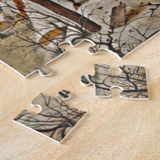 Winterscape auf einem Teich mit Vögeln Puzzle (Seite)