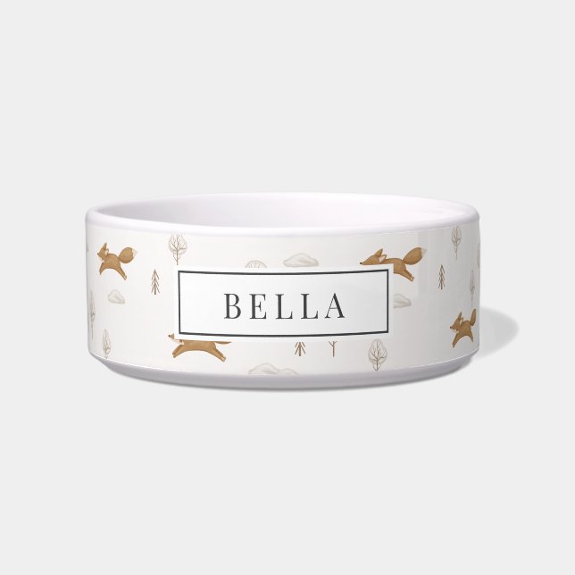 Winterscape Fox Muster Name Pet Napf (Vorderseite)