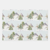 Winterscape Tree Mountains Christmas Holiday Geschenkpapier Set (Vorderseite 3)