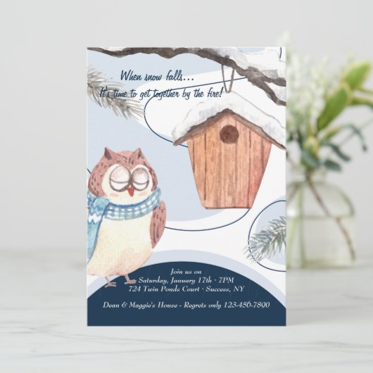 Winterschale Wasserfarbe Einladung (Stehend Vorderseite)