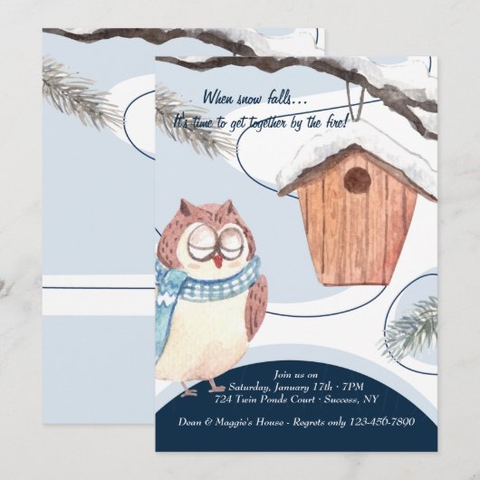 Winterschale Wasserfarbe Einladung (Vorne/Hinten)
