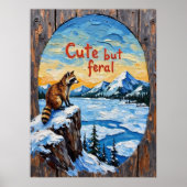 Winterschau: Raccoon in Gewässer mit Frozen Poster (Vorne)