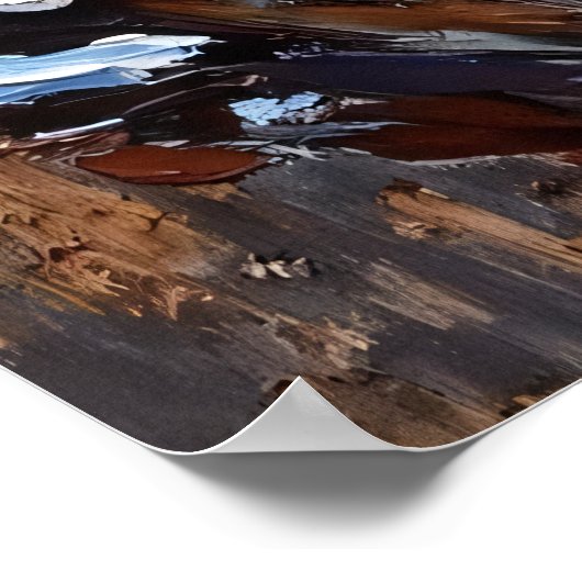 Winterschau: Raccoon in Gewässer mit Frozen Poster (Ecke)