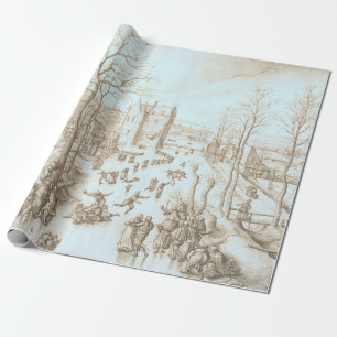 WINTERSCHLITTSCHUHLAUFENDE Vintage-Weihnachtspapie Geschenkpapier