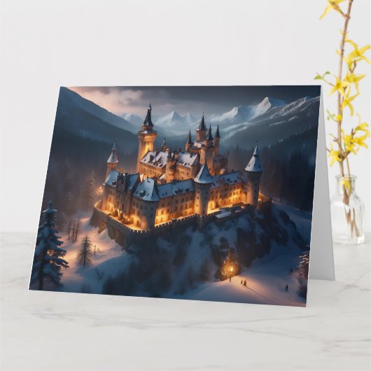 Winterschloss Weihnachtskarte. Karte (Gelbe Blume)