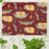 Winterschlussfox dunkelrot geschirrtuch (Gefaltet)