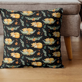 Winterschlussfox Schwarz Kissen