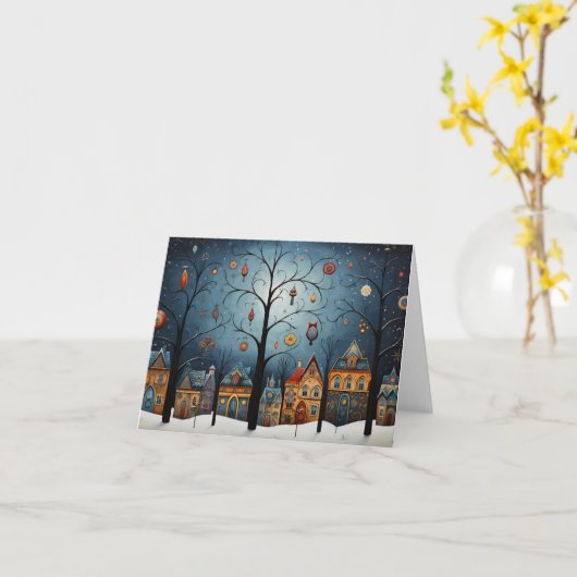 Winterschmuck Skandinavische Folklore Karte (Gelbe Blume)