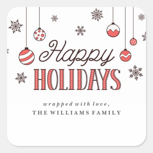 Winterschmuck Weihnachten Geschenktafeln Quadratischer Aufkleber (Vorderseite)