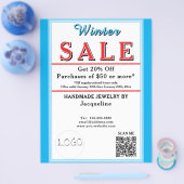 Winterschmuckverkauf Blau Weiß Herz Flyer (Einzeln)