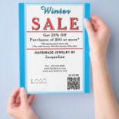 Winterschmuckverkauf Blau Weiß Herz Flyer (Hand)