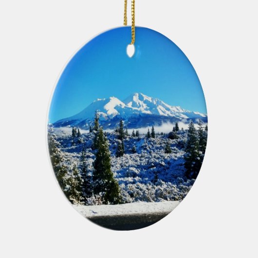 Winterschnee am Berg Shasta, CA Keramik Ornament (Rechts)