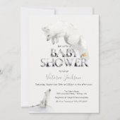 Winterschnee Arsch White Fox Babydusche Einladung (Vorderseite)