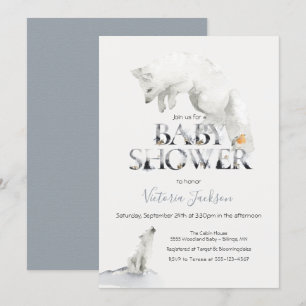 Winterschnee Arsch White Fox Babydusche Einladung