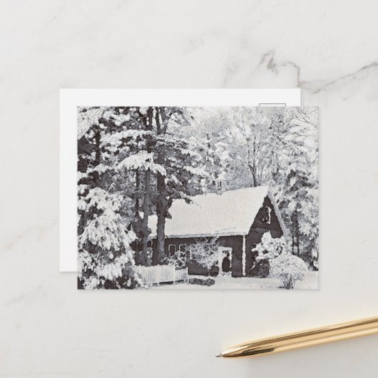 Winterschnee auf der Bauernkarte Postkarte (Vorderseite/Rückseite Beispiel)