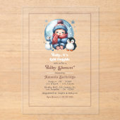 Winterschnee "Baby, es ist kalt draußen!" Babypart Acryleinladungen (Vorderseite)