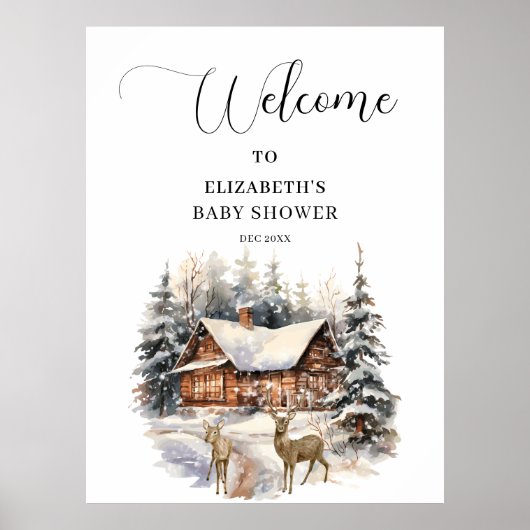 Winterschnee Baby ist kalt draußen Willkommen Poster (Vorne)