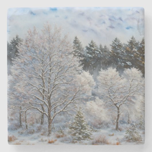 Winterschnee Bäume Natur Untersetzer (Vorderseite)