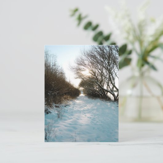 Winterschnee bedeckt Englisch Landschaftspfad Postkarte (Stehend Vorderseite)