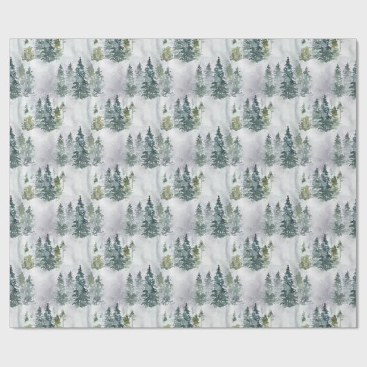 Winterschnee bedeckt Pinienbaummuster Geschenkpapier (Flach)