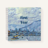 Winterschnee-Bergboot Segeln See Erstes Jahr Notizblock (Vorderseite)