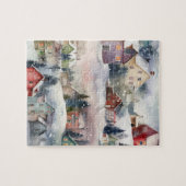 Winterschnee-Bergdorf-Puzzle Puzzle (Horizontal)