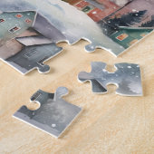 Winterschnee-Bergdorf-Puzzle Puzzle (Seite)