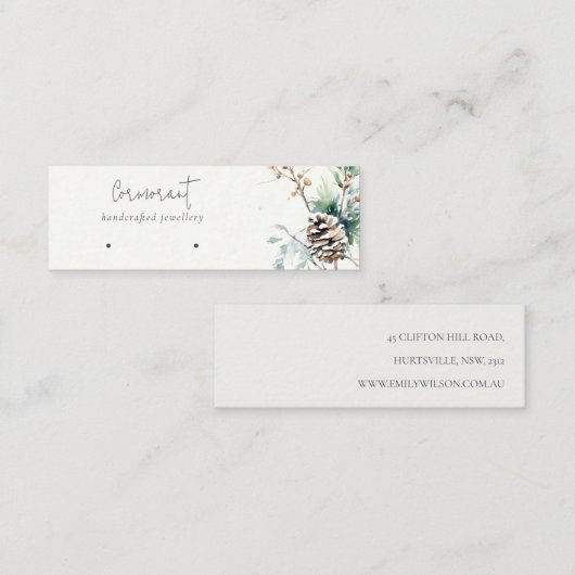 Winterschnee Berries Hoops Loop Stud Holder Mini Visitenkarte (Vorne/Hinten)