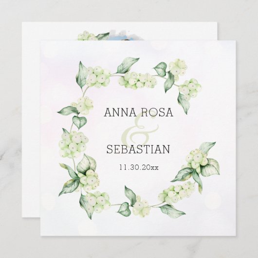 *~* Winterschnee Berry AR12 Boho UAWG QR Hochzeit Einladung (Vorne/Hinten)