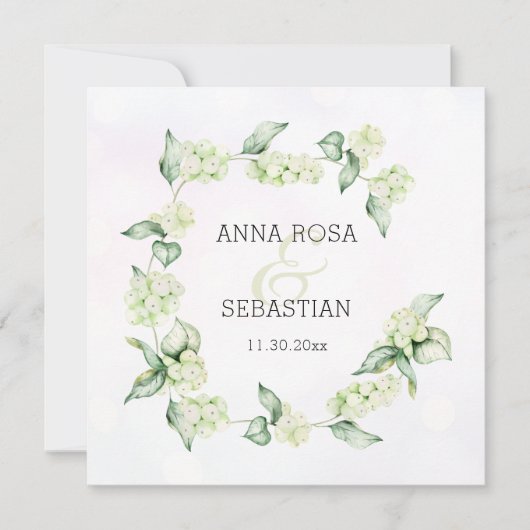 *~* Winterschnee Berry AR12 Boho UAWG QR Hochzeit Einladung (Vorderseite)