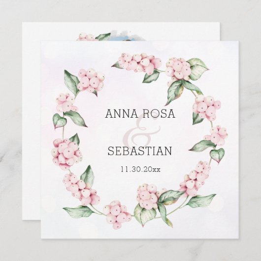 *~* Winterschnee Berry Boho QR UAWG AR12 Hochzeit Einladung (Vorne/Hinten)