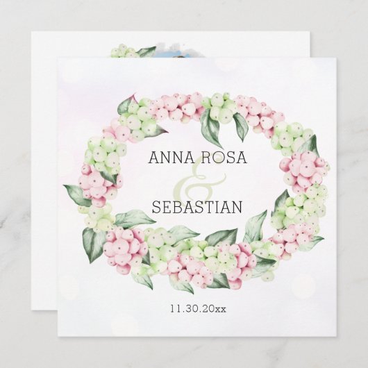 *~* Winterschnee Berry Boho UAWG AR12 QR Hochzeit Einladung (Vorne/Hinten)