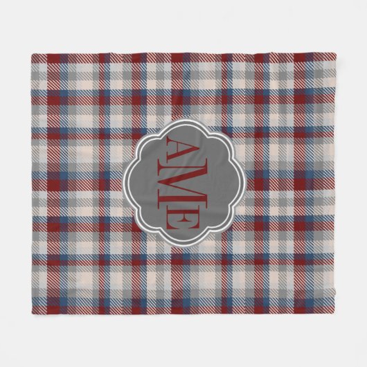 Winterschnee Berry Tweed Gemusterte Karierte Monog Fleecedecke (Vorderseite (Horizontal))