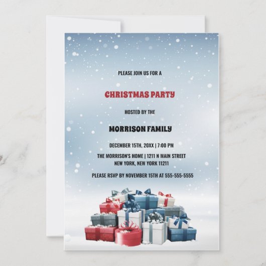 Winterschnee blau Farbe Weihnachten Einladung (Vorderseite)