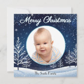 Winterschnee Blaue Nacht Himmel Benutzerdefinierte Feiertagskarte (Vorderseite)