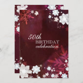 Winterschnee-Blume 50. Geburtstagsparty Einladung (Vorne/Hinten)