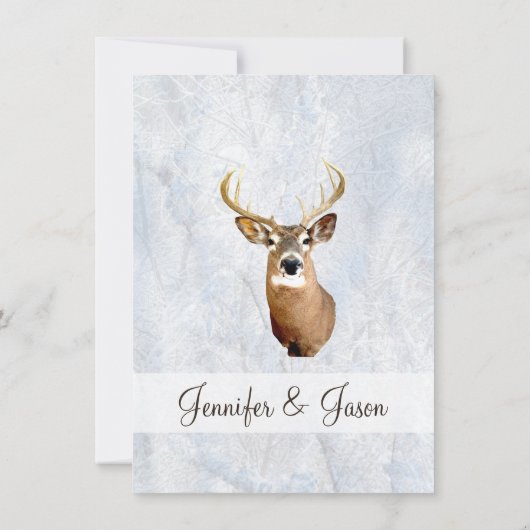 Winterschnee Camouflage Jagd Hirsch Hochzeit Einla Einladung (Rückseite)