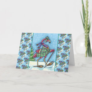 WINTERSCHNEE & COAT PINK FLAMINGO TREKKING FEIERTAGSKARTE