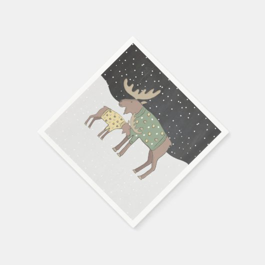 Winterschnee-Duschkabine Mama- und Elchnapkins Serviette (Ecke)