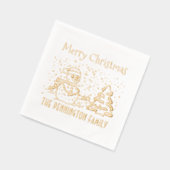 Winterschnee Fallender Schneemann Name Frohe Weihn Servietten Mit Folie (Links)