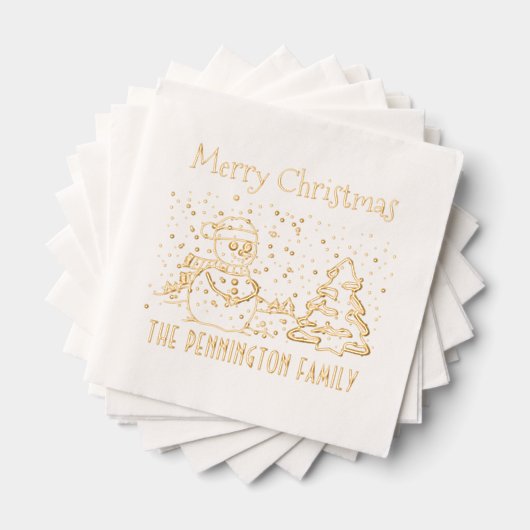 Winterschnee Fallender Schneemann Name Frohe Weihn Servietten Mit Folie (Insitu (Gestapelt))