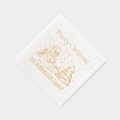 Winterschnee Fallender Schneemann Name Frohe Weihn Servietten Mit Folie (Rechts)