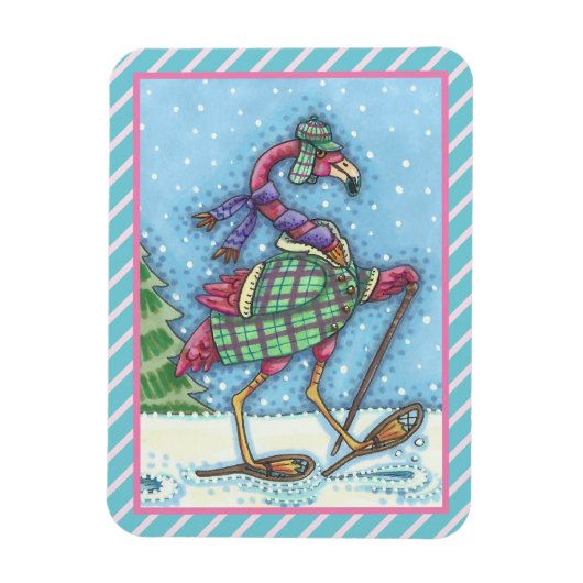 WINTERSCHNEE, FLAMINGO-CHRISTMAS MAGNET (Vertikal)