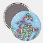 WINTERSCHNEE, FLAMINGO MAGNET RUNDE (Vorderseite/Rückseite)