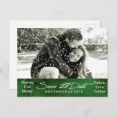 Winterschnee-Foto Save the Date Ankündigungspostkarte (Vorne/Hinten)