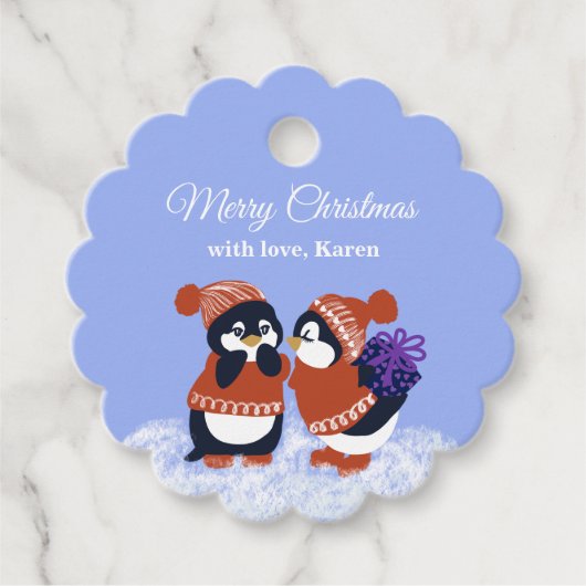 Winterschnee Frohe Weihnachten Geschenkanhänger (Vorderseite)