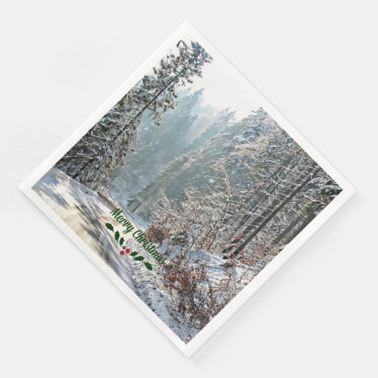 Winterschnee, frohe Weihnachten Serviette (Ecke)