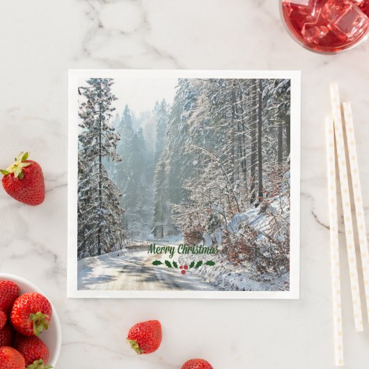 Winterschnee, frohe Weihnachten Serviette (Beispiel)