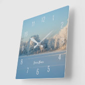 Winterschnee Frozen Treppensee Landschaftsbild Pan Quadratische Wanduhr (Winkel)