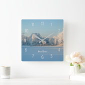 Winterschnee Frozen Treppensee Landschaftsbild Pan Quadratische Wanduhr (Zuhause)